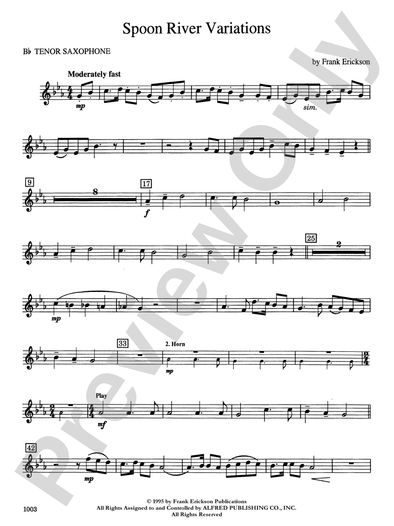 Spoon River Variations: B-flat Tenor Saxophone