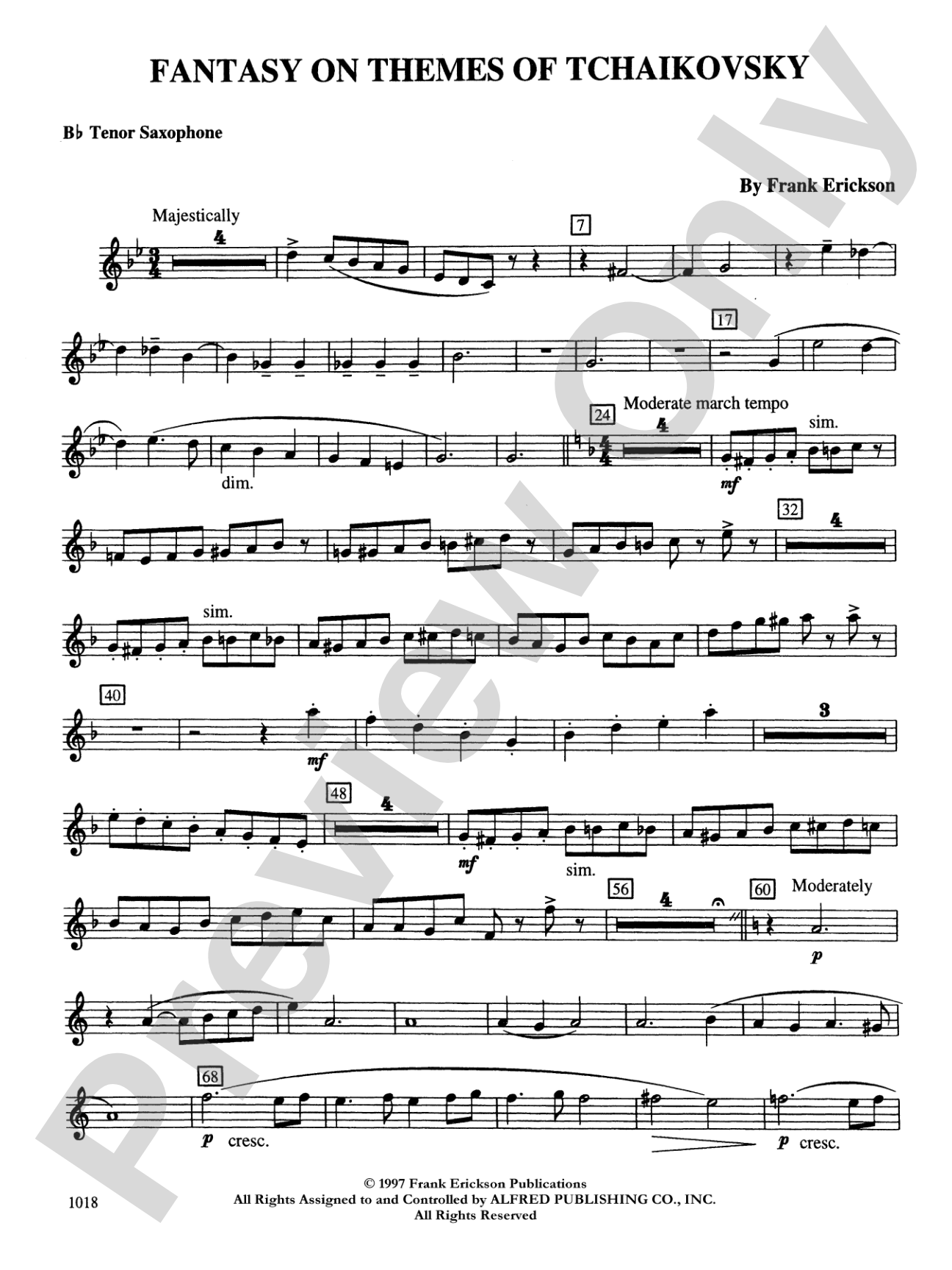 Fantasy on Themes from Tchaikovsky: B-flat Tenor Saxophone
