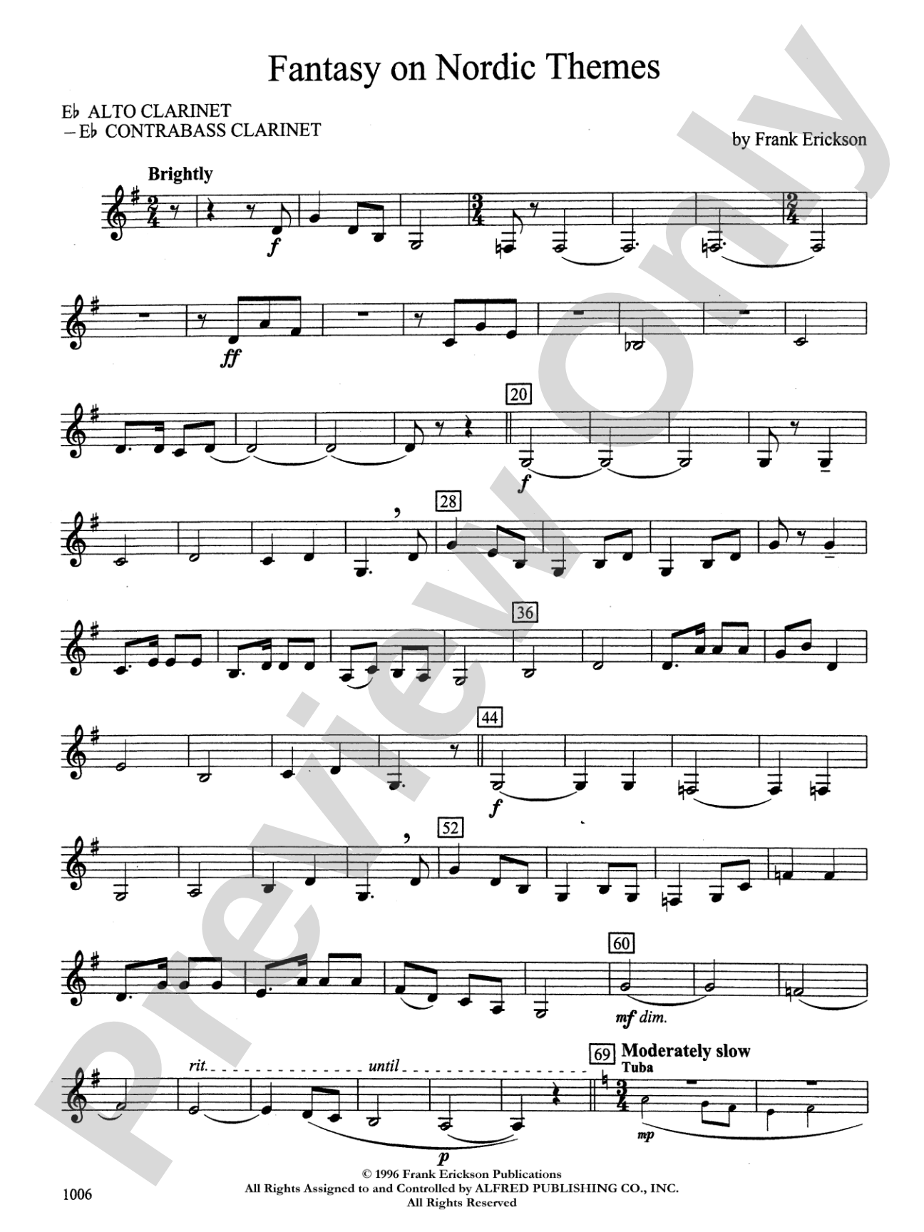 Fantasy on Nordic Themes: E-flat Alto Clarinet