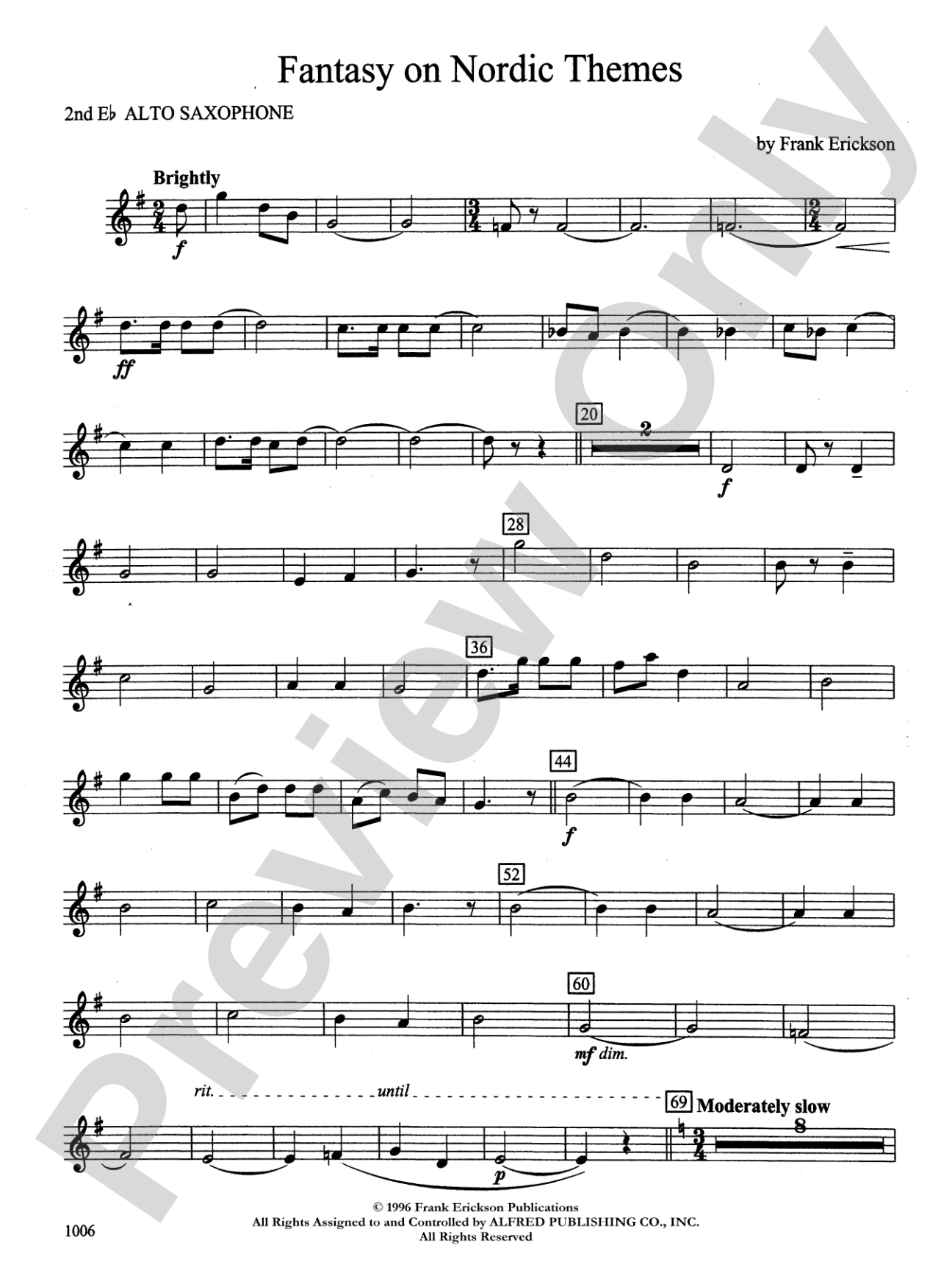 Fantasy on Nordic Themes: 2nd E-flat Alto Saxophone