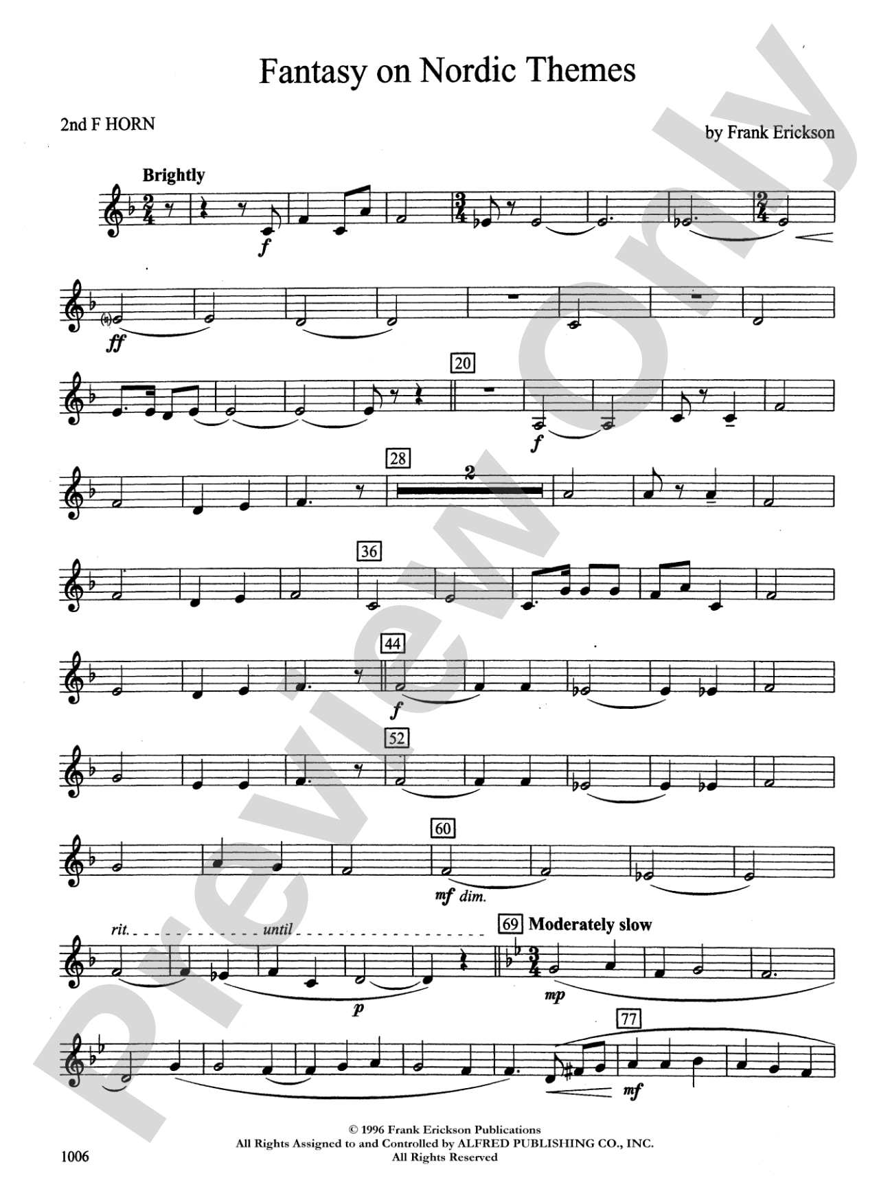 Fantasy on Nordic Themes: 2nd F Horn