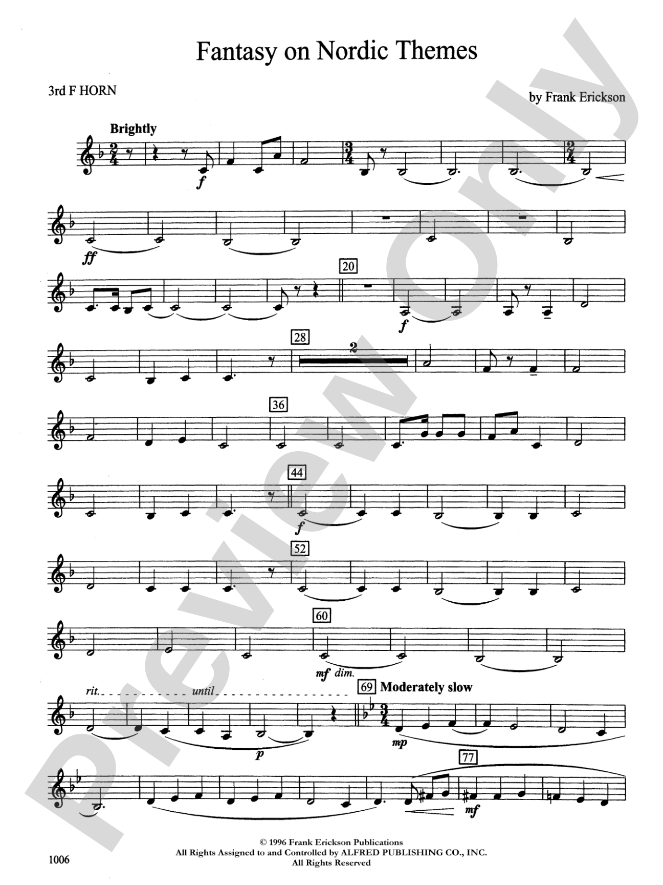 Fantasy on Nordic Themes: 3rd F Horn
