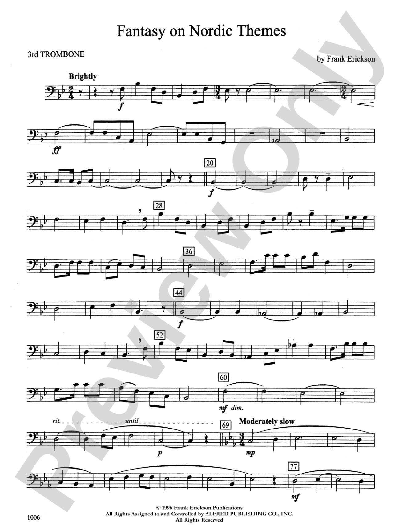 Fantasy on Nordic Themes: 3rd Trombone