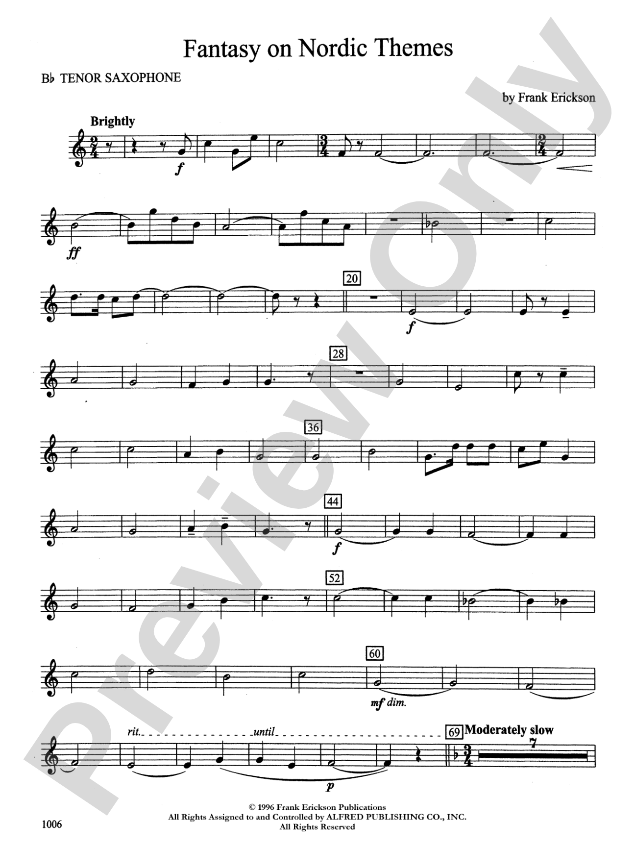 Fantasy on Nordic Themes: B-flat Tenor Saxophone
