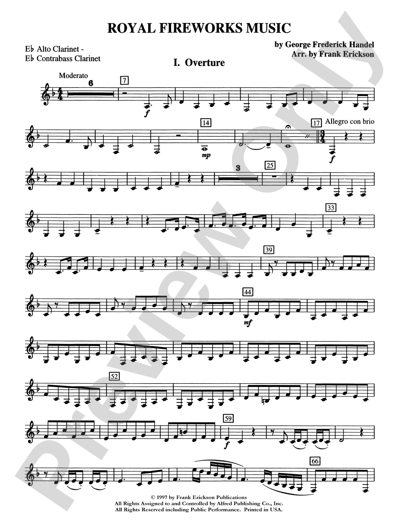Royal Fireworks Music: E-flat Alto Clarinet