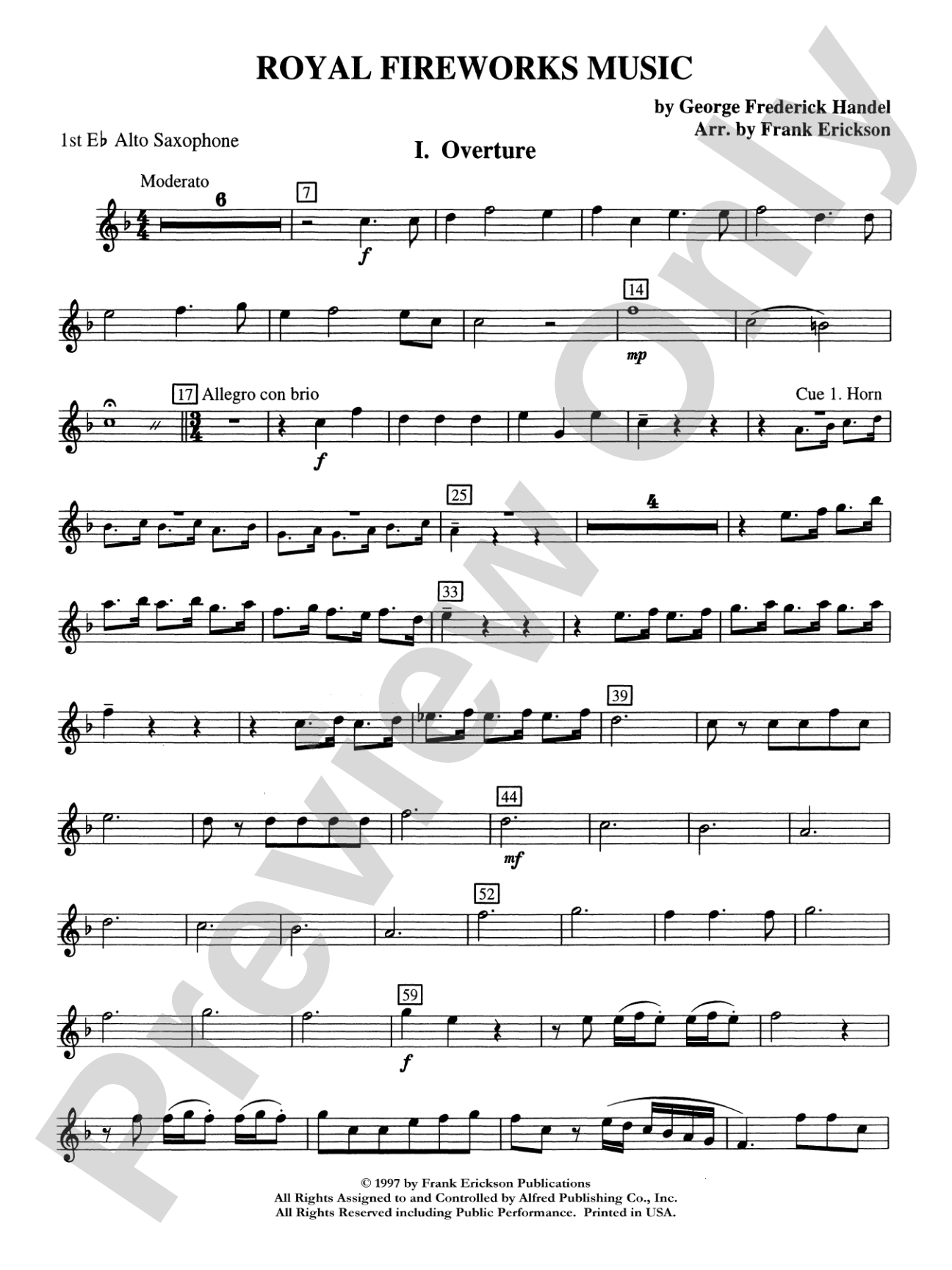 Royal Fireworks Music: E-flat Alto Saxophone
