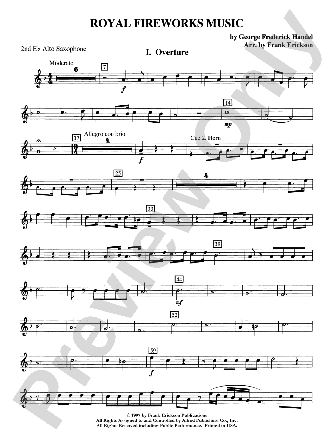 Royal Fireworks Music: 2nd E-flat Alto Saxophone