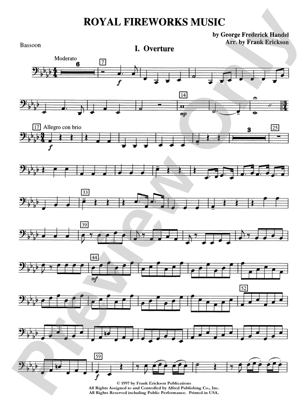 Royal Fireworks Music: Bassoon