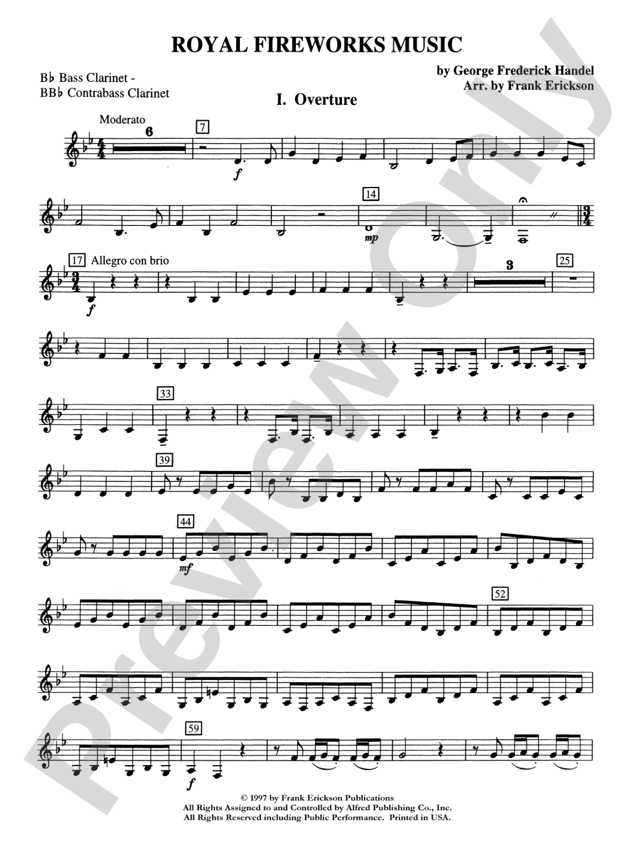 Royal Fireworks Music: B-flat Bass Clarinet