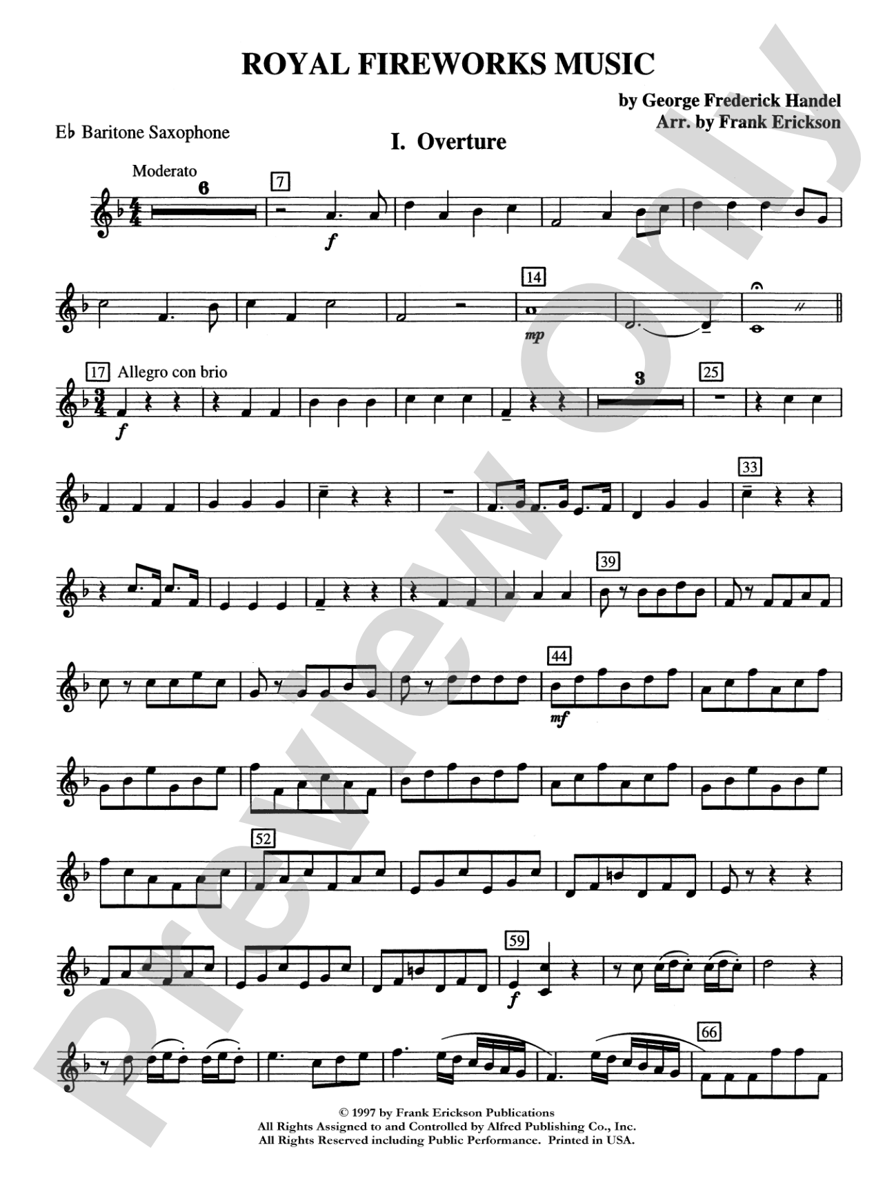 Royal Fireworks Music: E-flat Baritone Saxophone