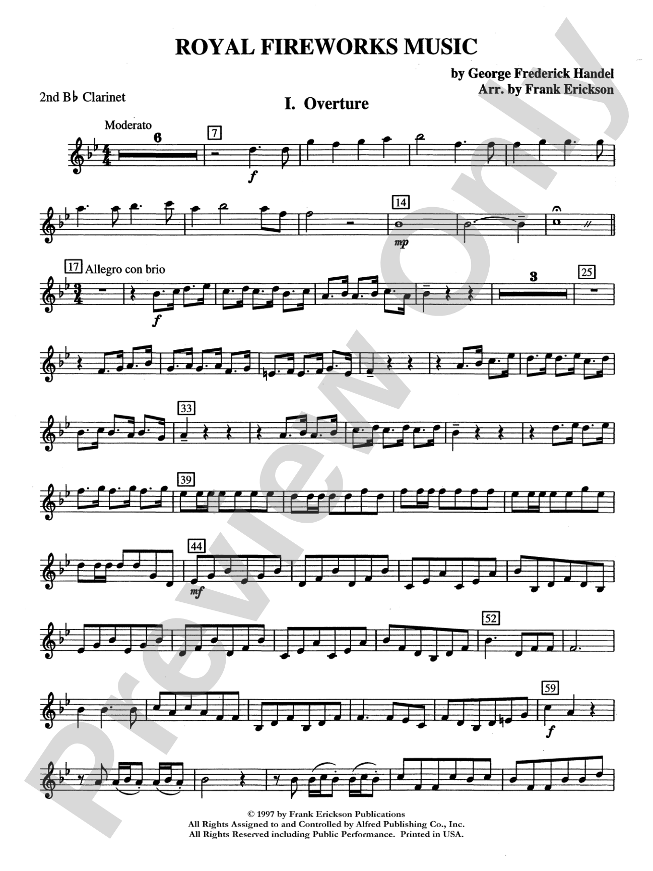 Royal Fireworks Music: 2nd B-flat Clarinet