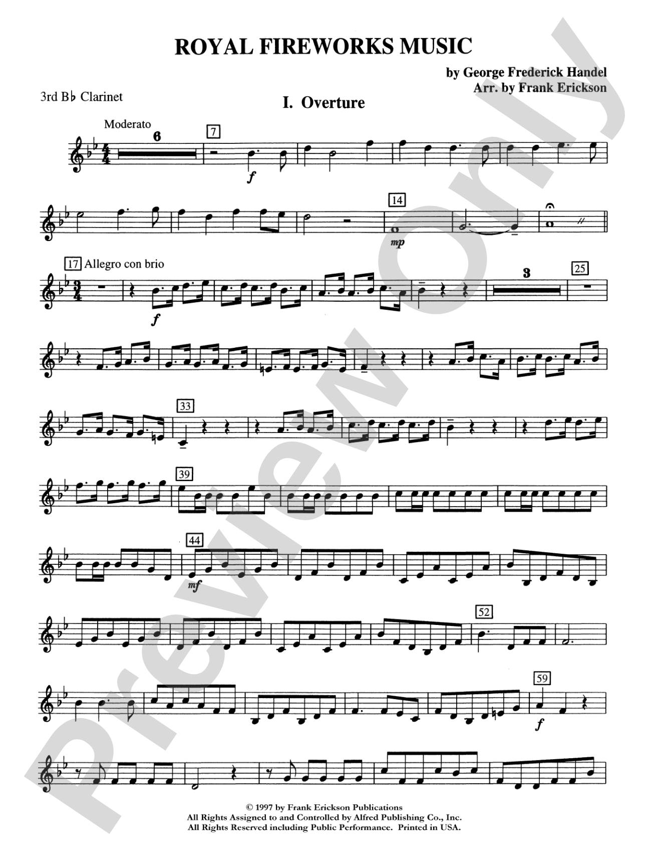 Royal Fireworks Music: 3rd B-flat Clarinet
