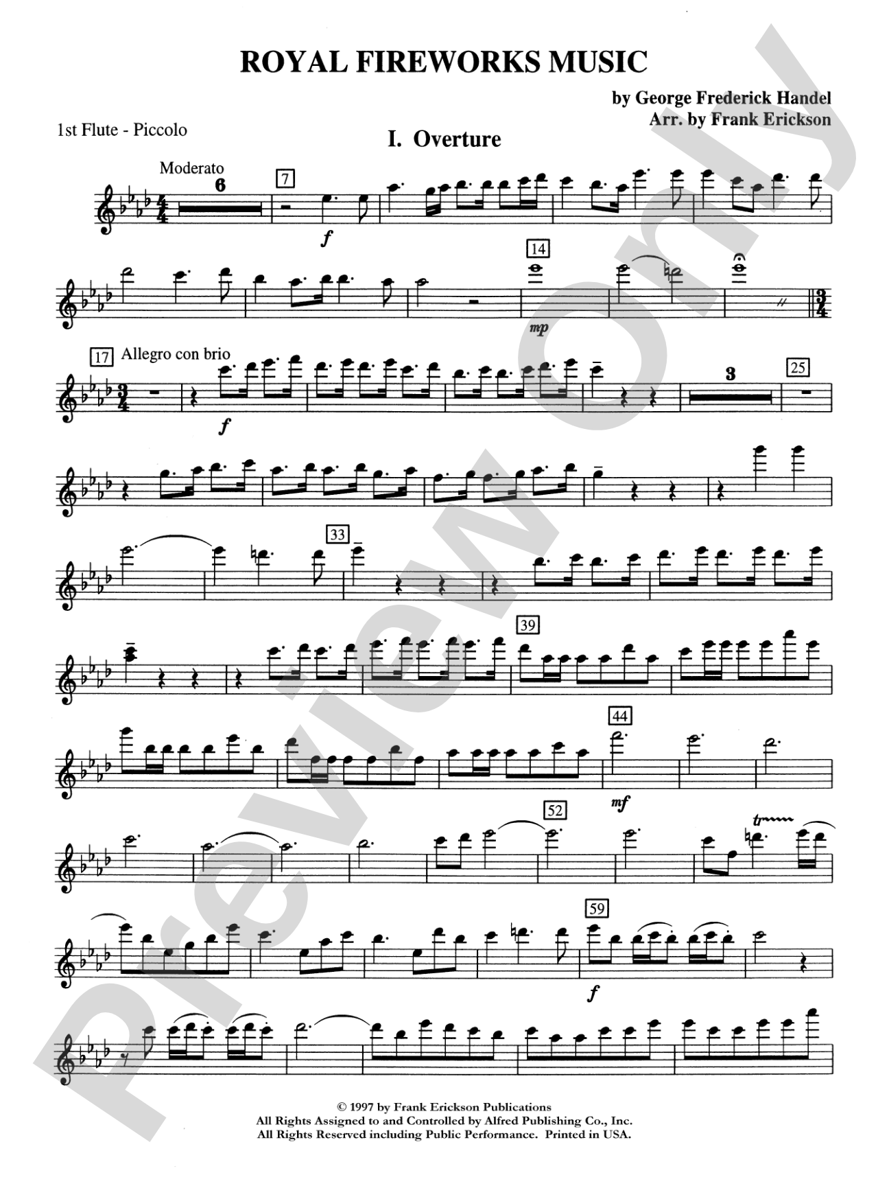 Royal Fireworks Music: Flute