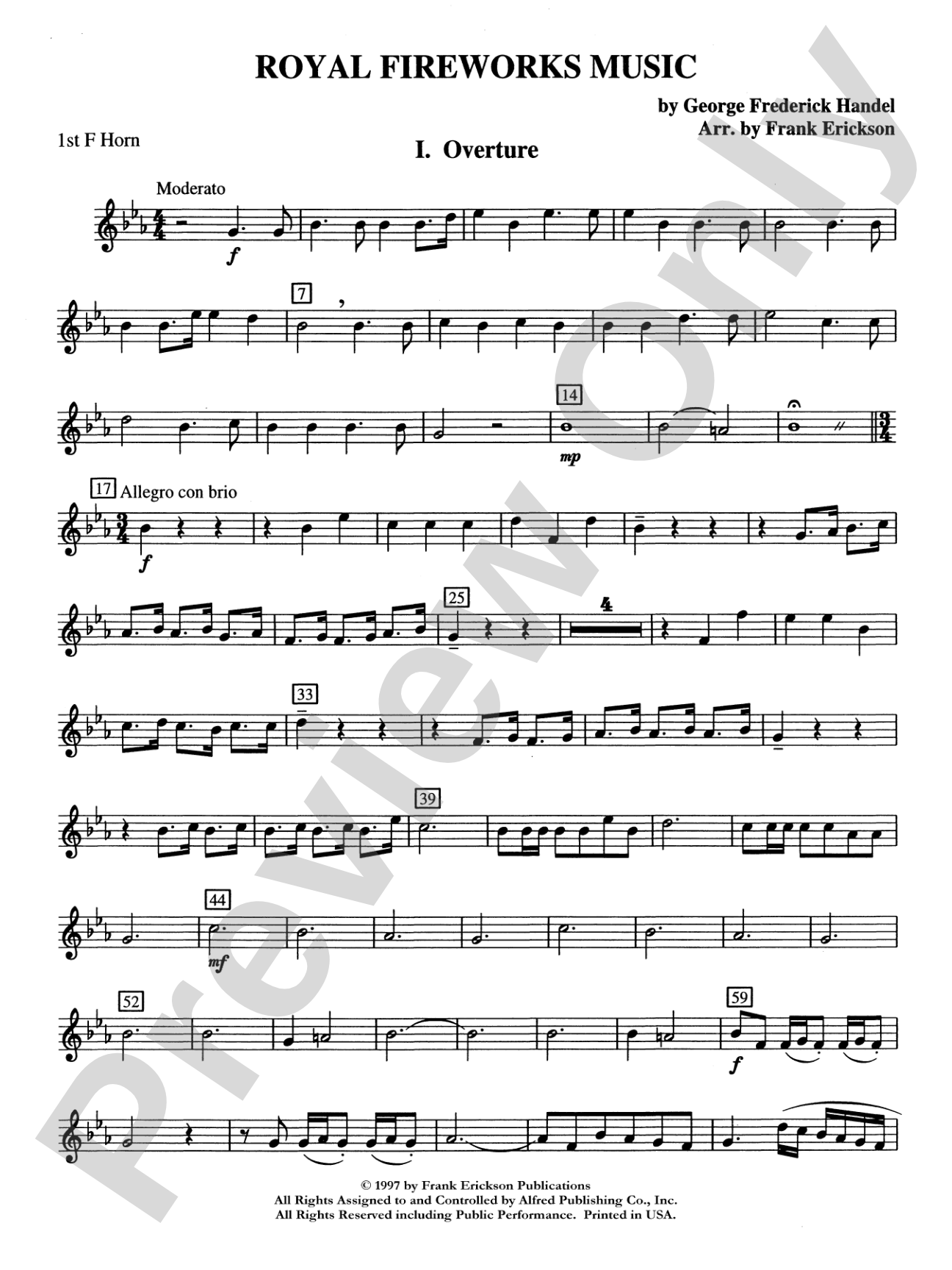 Royal Fireworks Music: 1st F Horn