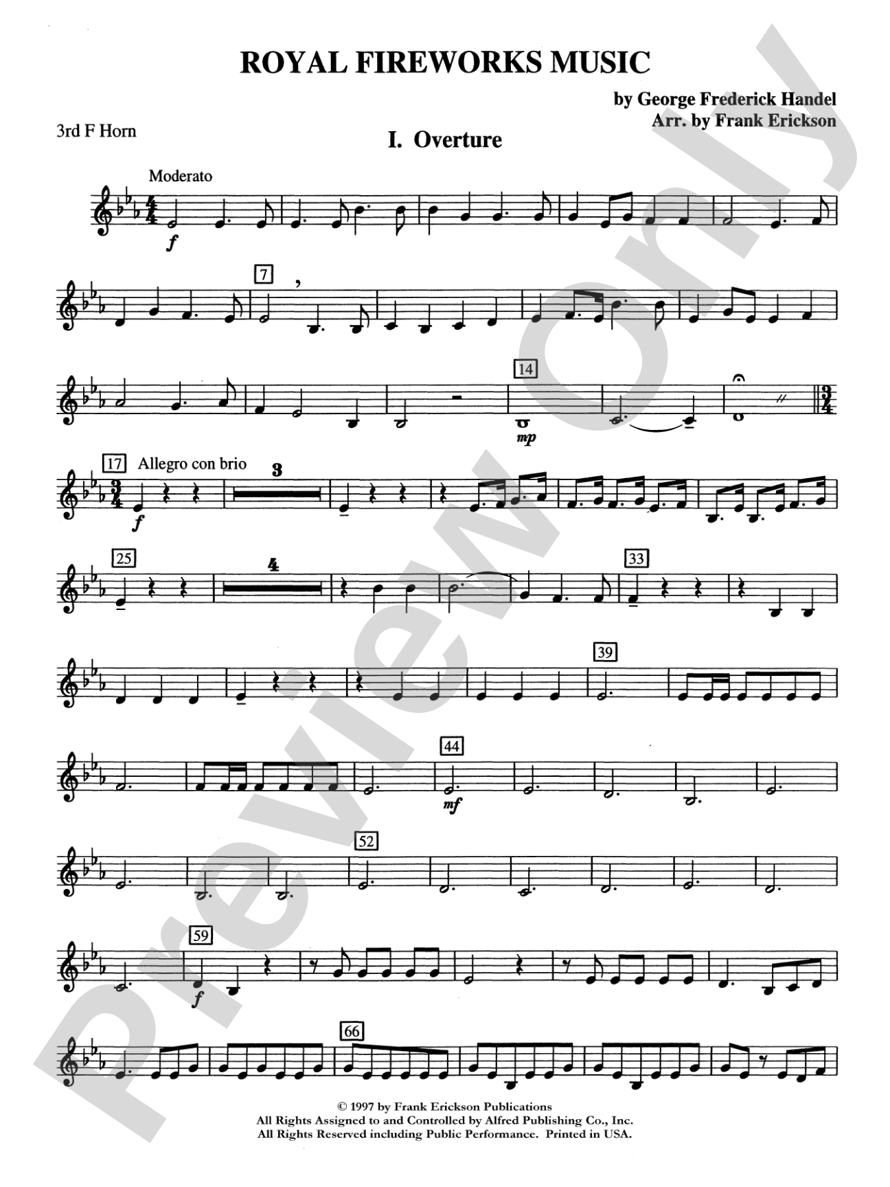 Royal Fireworks Music: 3rd F Horn