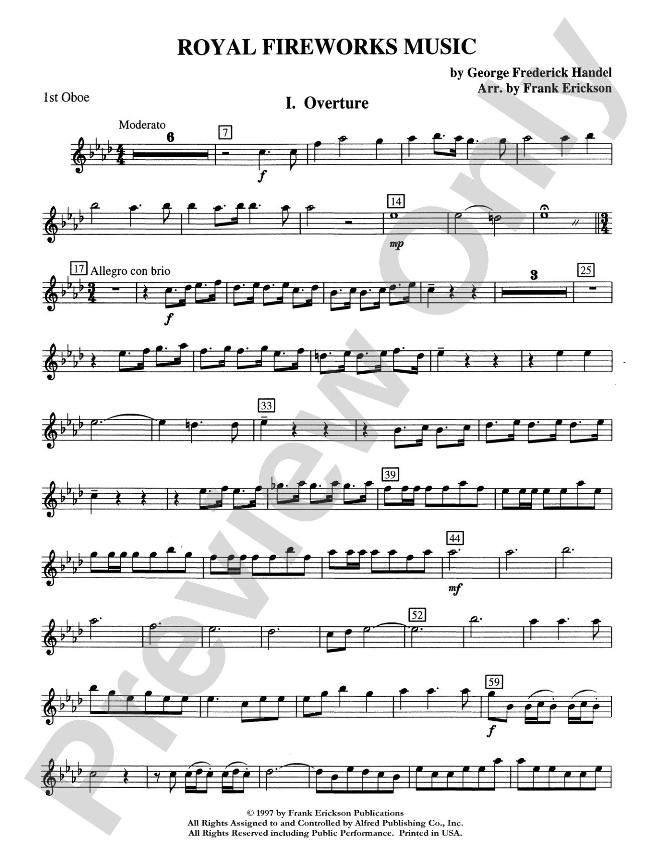 Royal Fireworks Music: Oboe