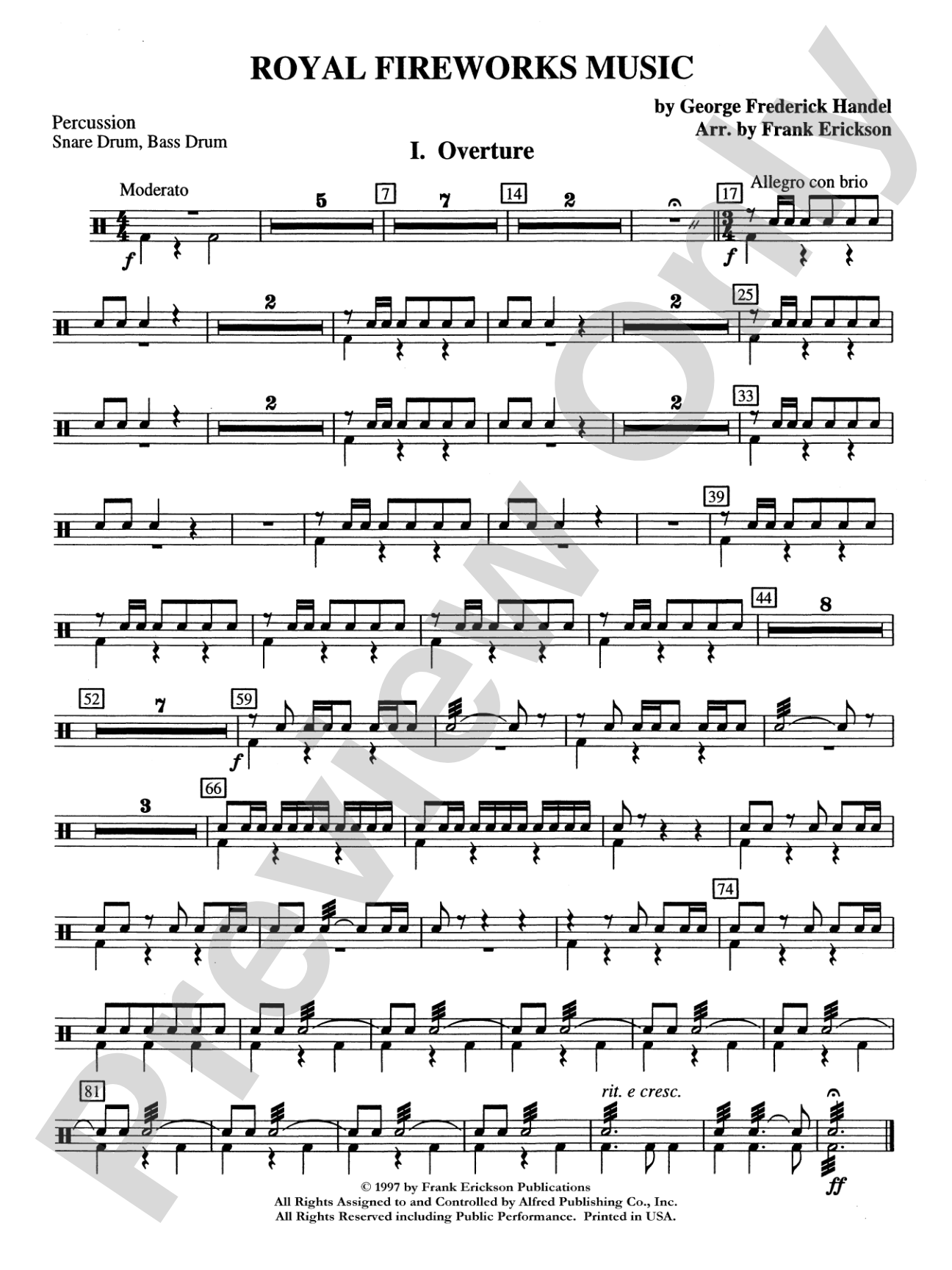 Royal Fireworks Music: 1st Percussion