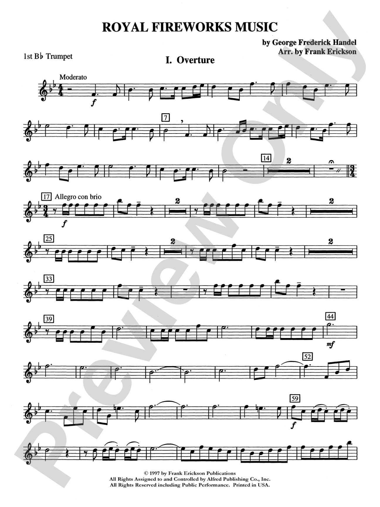 Royal Fireworks Music: 1st B-flat Trumpet