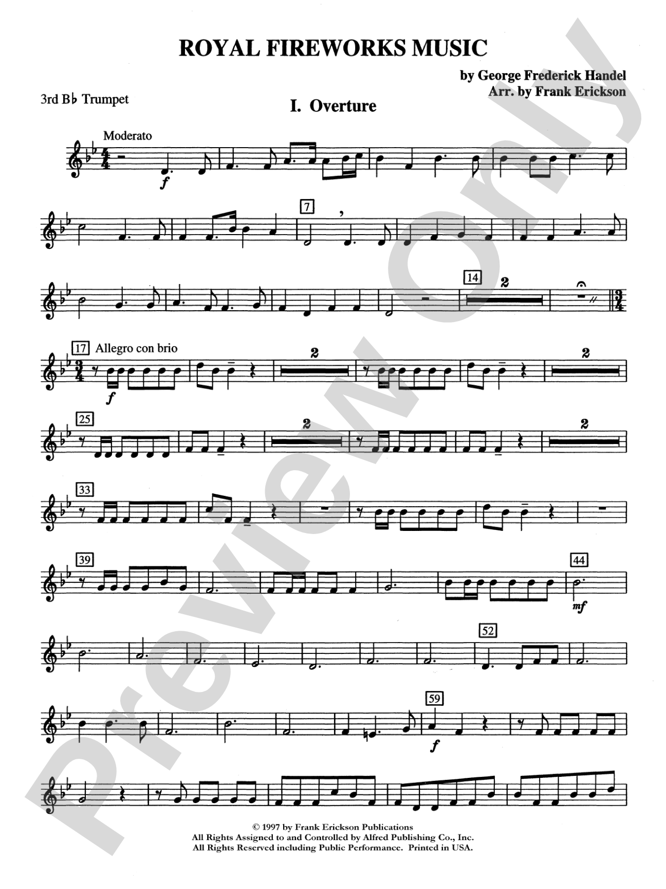 Royal Fireworks Music: 3rd B-flat Trumpet
