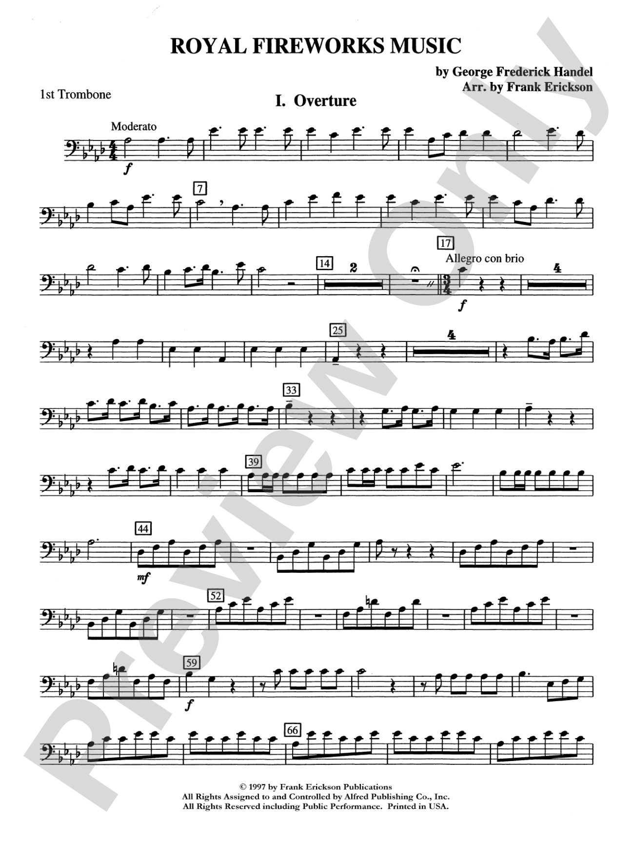 Royal Fireworks Music: 1st Trombone