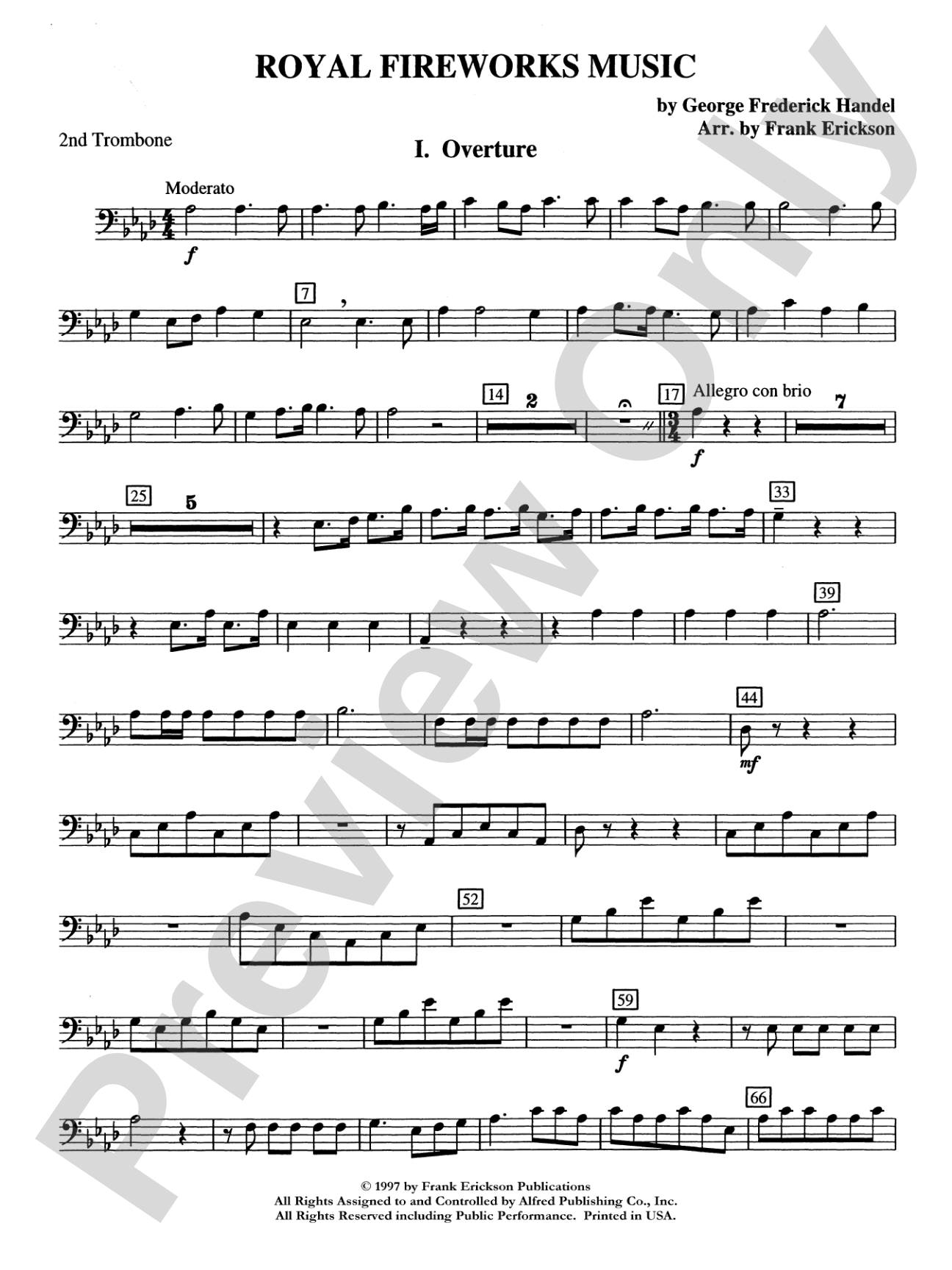 Royal Fireworks Music: 2nd Trombone