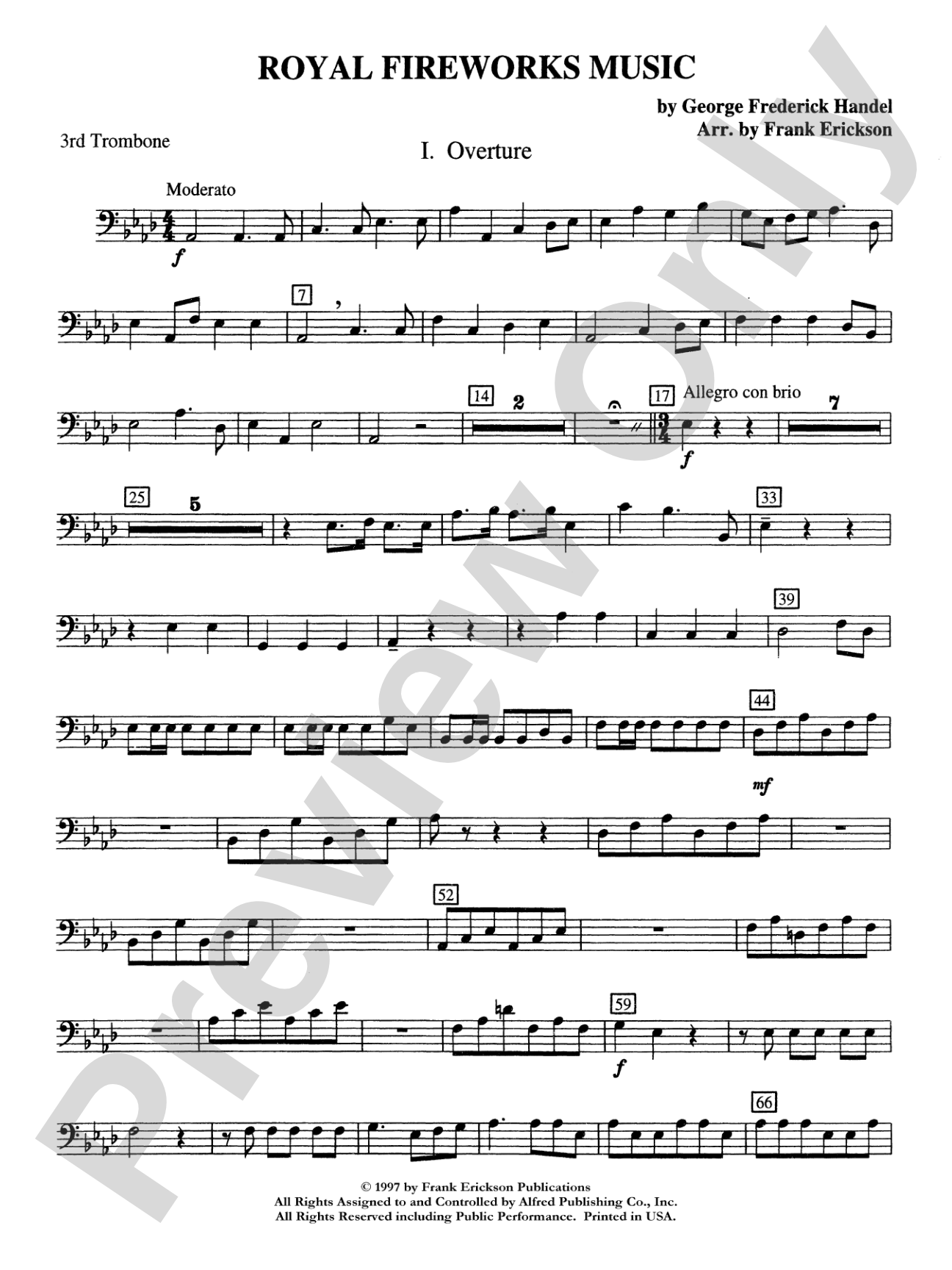 Royal Fireworks Music: 3rd Trombone