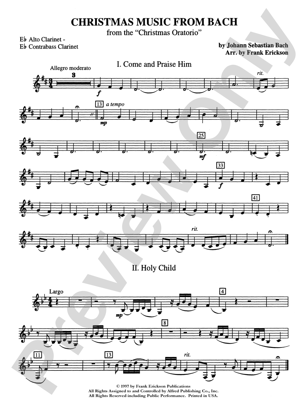 Christmas Music from Bach: E-flat Alto Clarinet