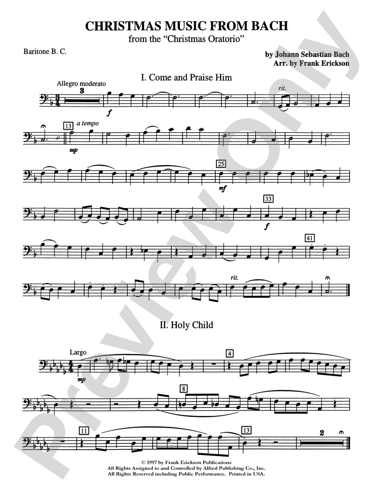 Christmas Music from Bach: Baritone B.C.