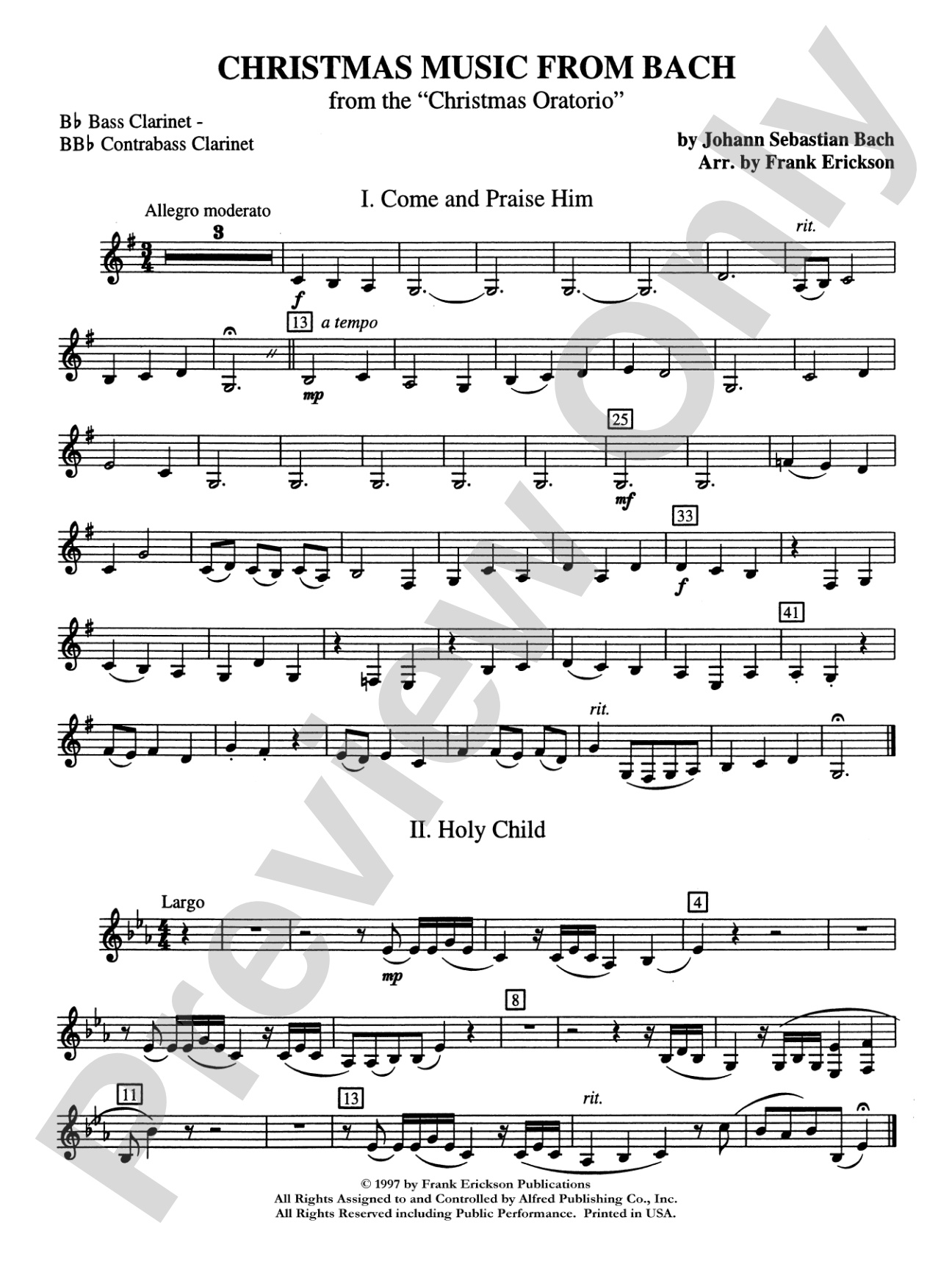 Christmas Music from Bach: B-flat Bass Clarinet