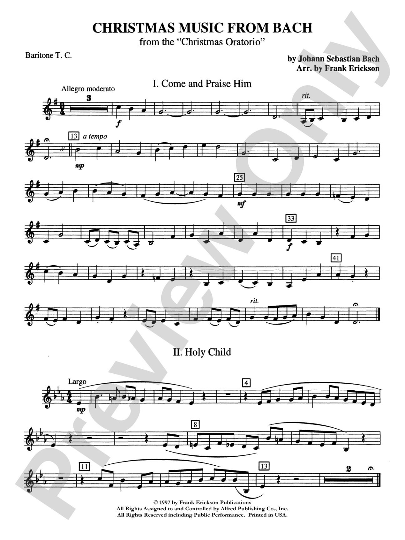 Christmas Music from Bach: Baritone T.C.