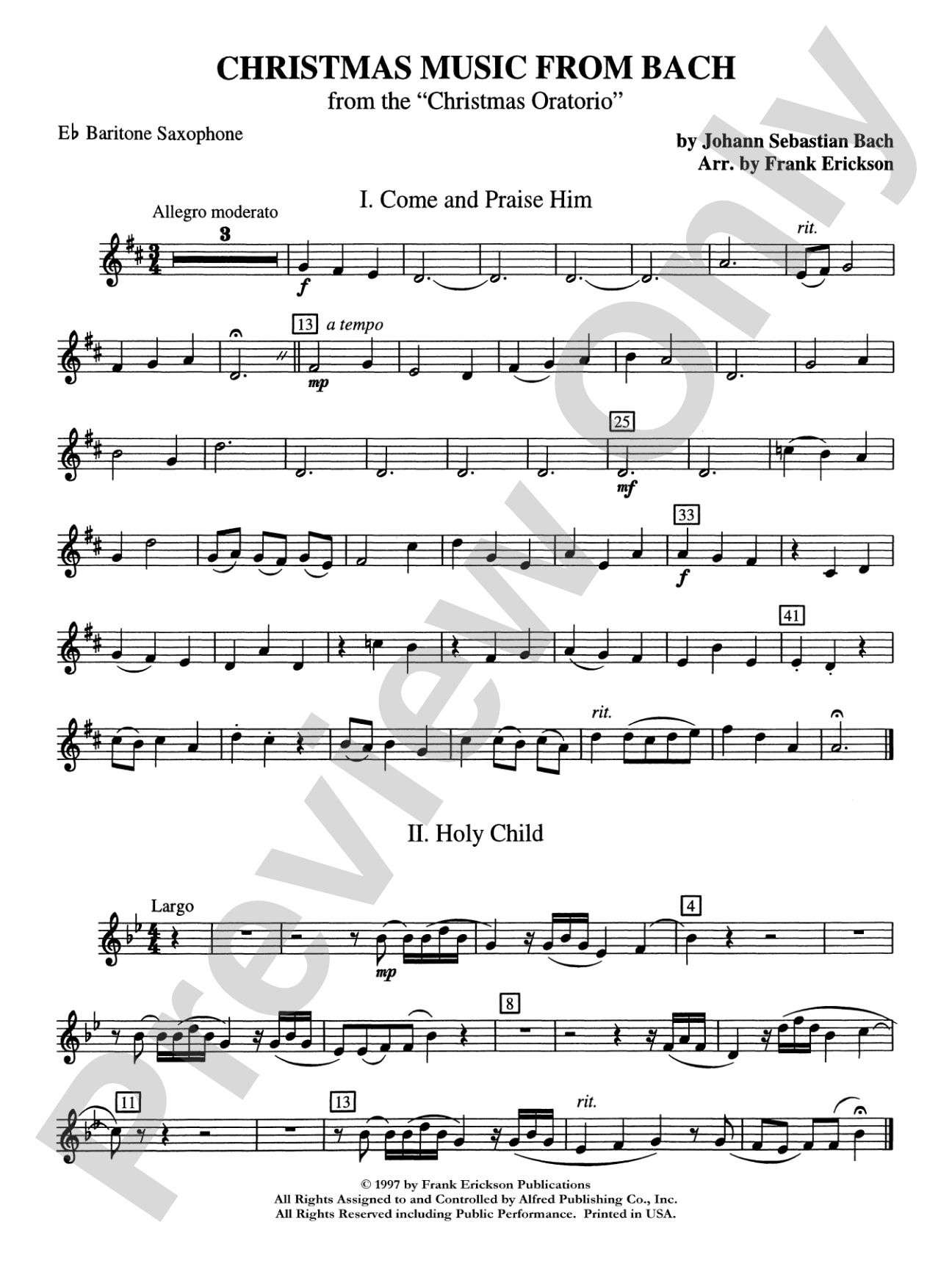 Christmas Music from Bach: E-flat Baritone Saxophone