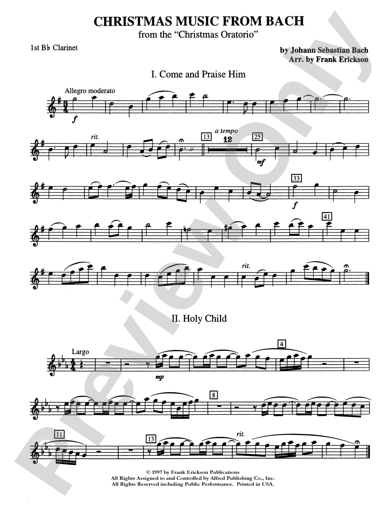 Christmas Music from Bach: 1st B-flat Clarinet