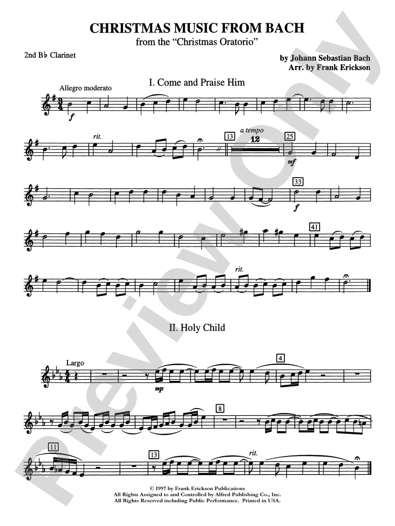 Christmas Music from Bach: 2nd B-flat Clarinet