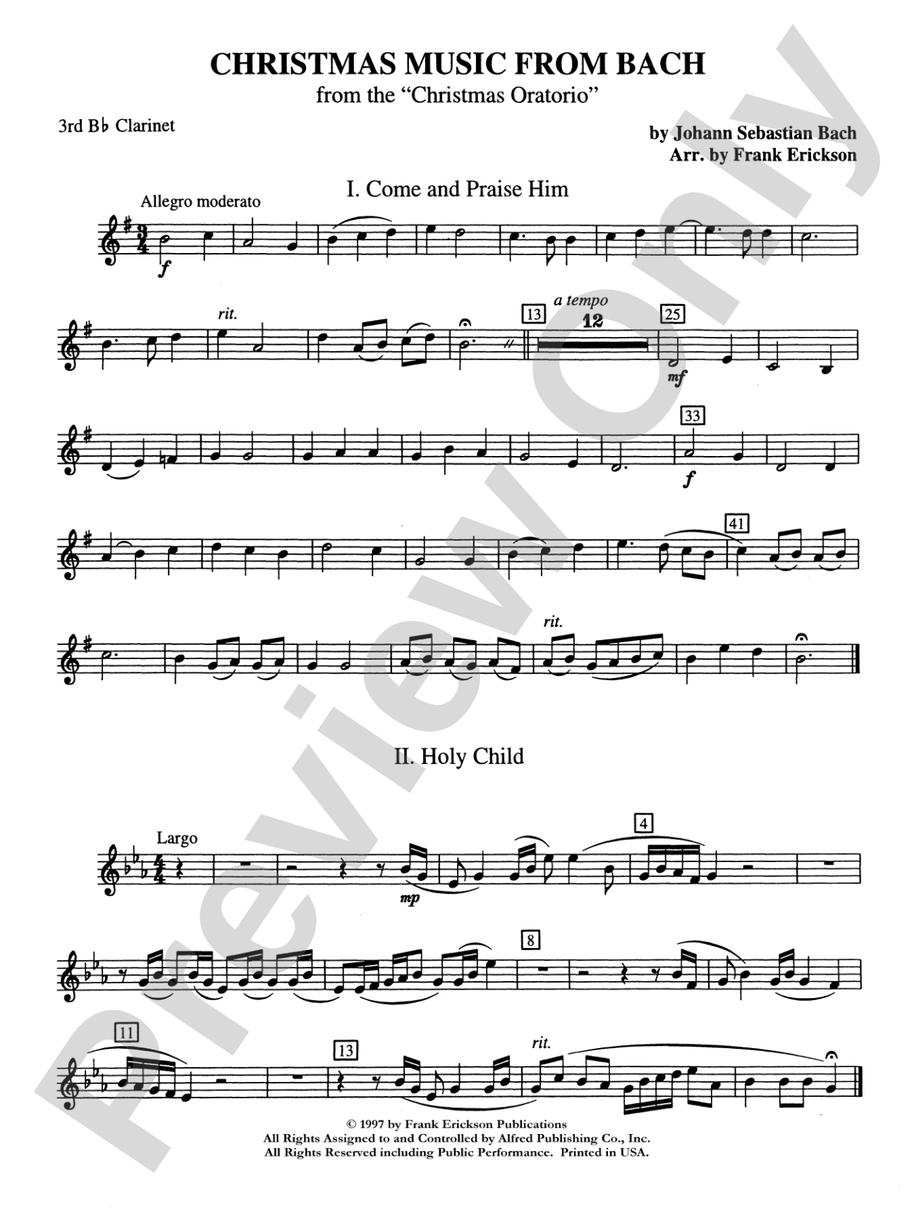 Christmas Music from Bach: 3rd B-flat Clarinet