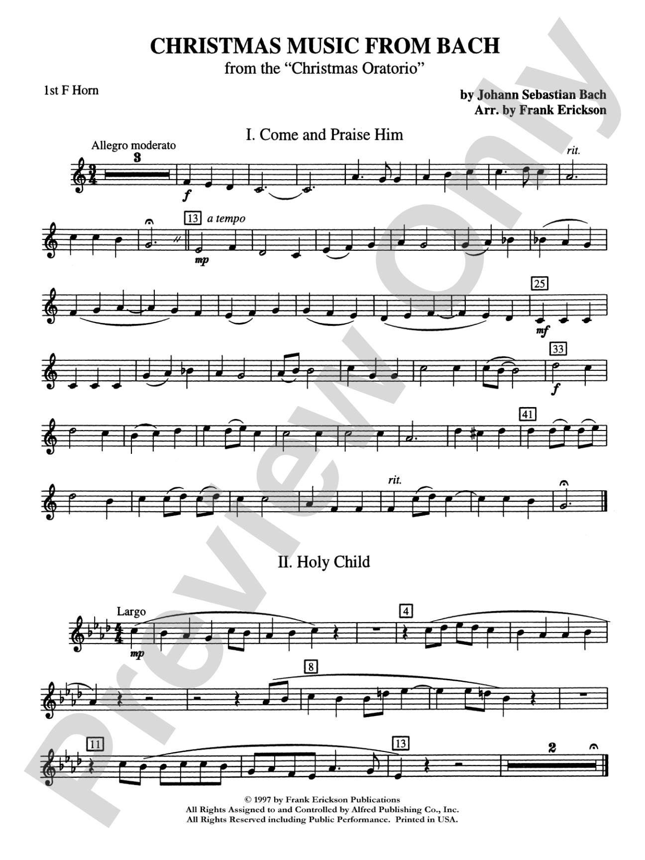 Christmas Music from Bach: 1st F Horn