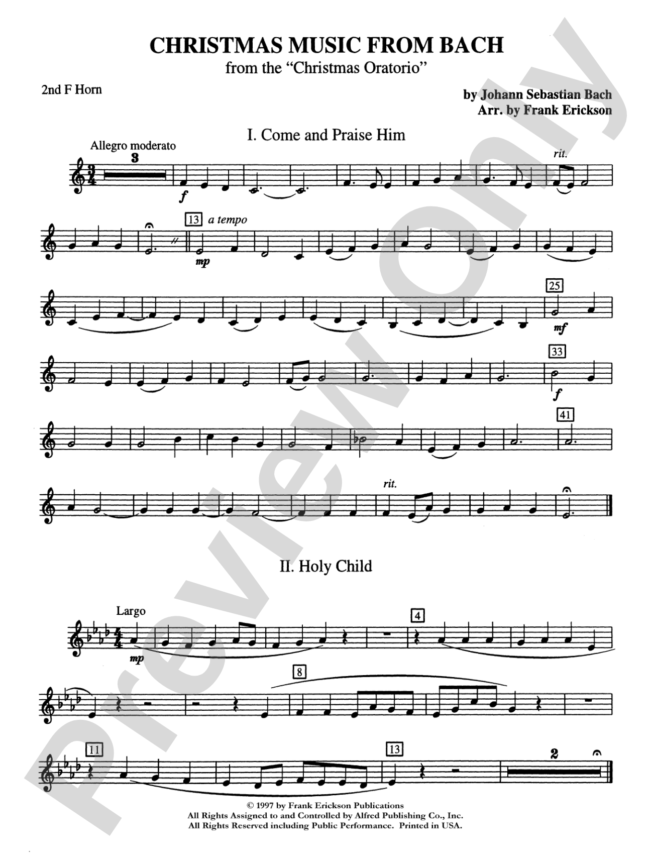 Christmas Music from Bach: 2nd F Horn