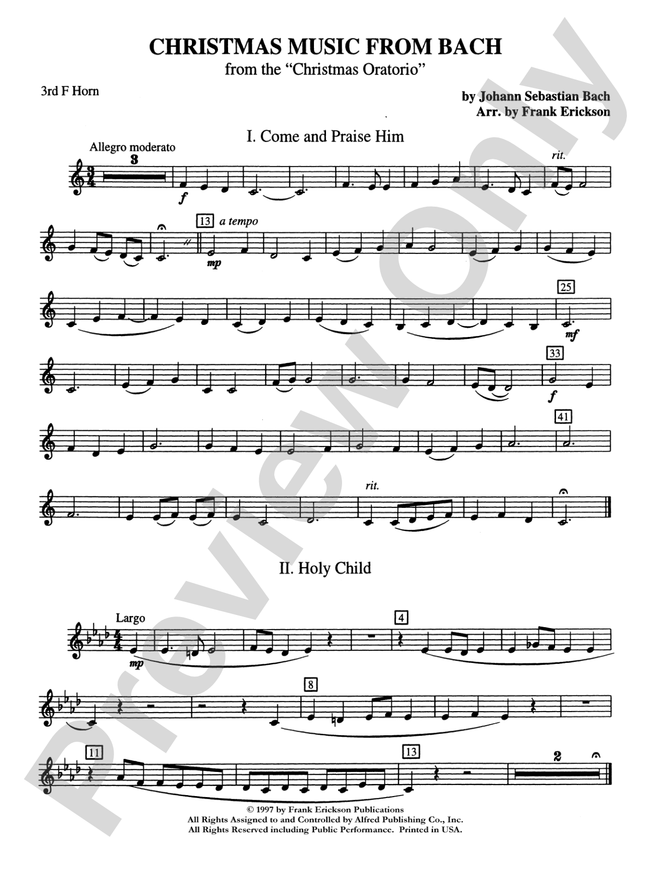 Christmas Music from Bach: 3rd F Horn