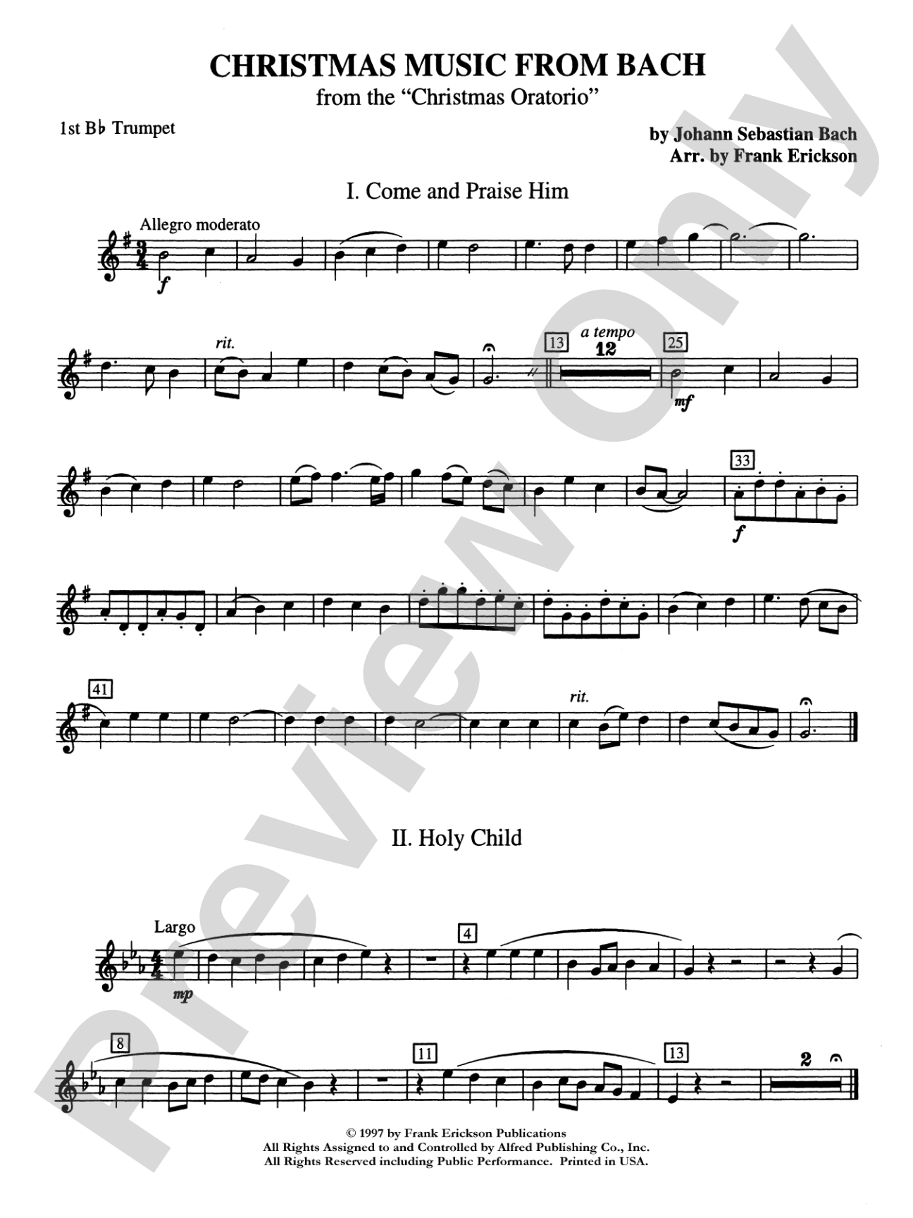 Christmas Music from Bach: 1st B-flat Trumpet