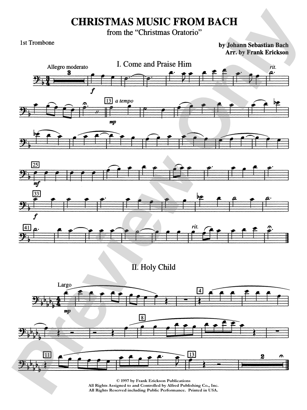 Christmas Music from Bach: 1st Trombone