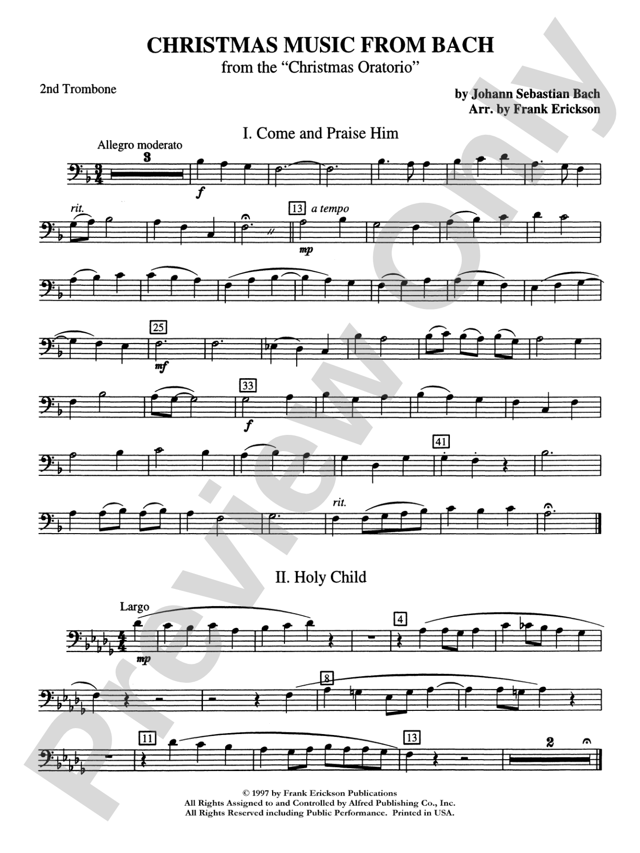 Christmas Music from Bach: 2nd Trombone
