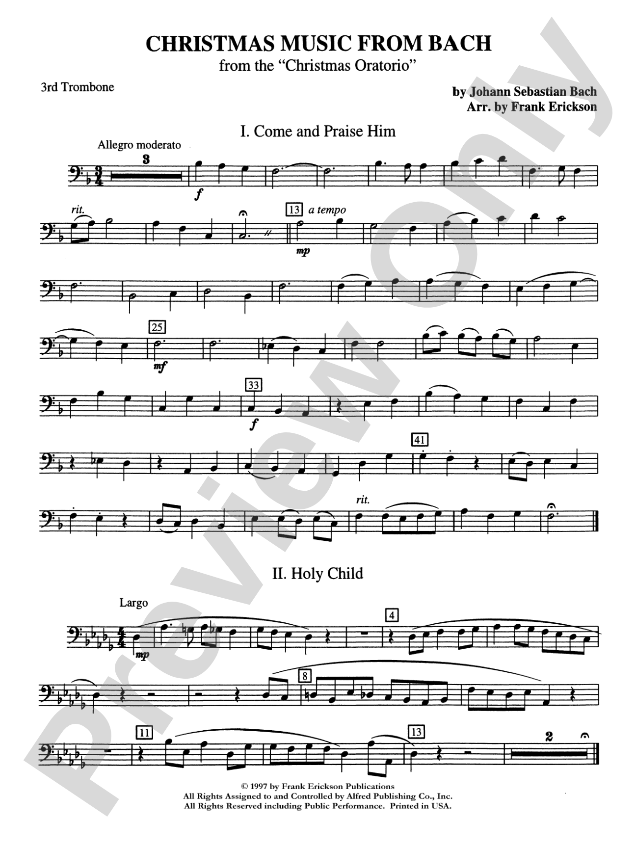 Christmas Music from Bach: 3rd Trombone