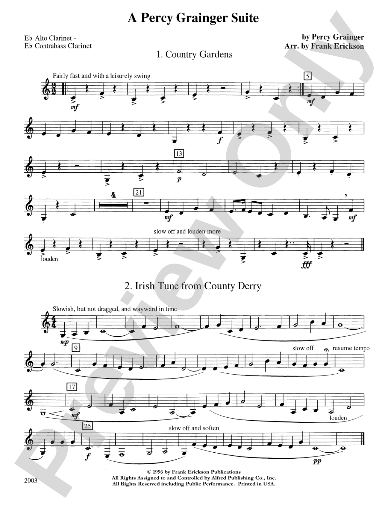 A Percy Grainger Suite: E-flat Alto Clarinet