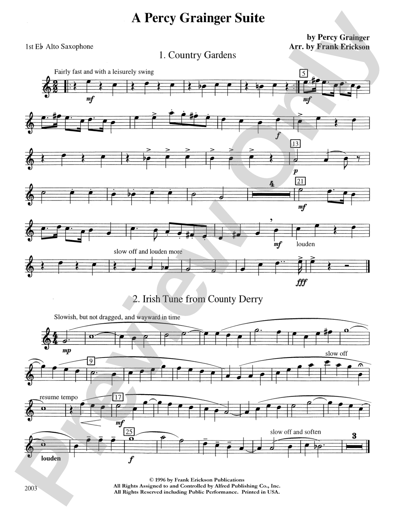 A Percy Grainger Suite: E-flat Alto Saxophone