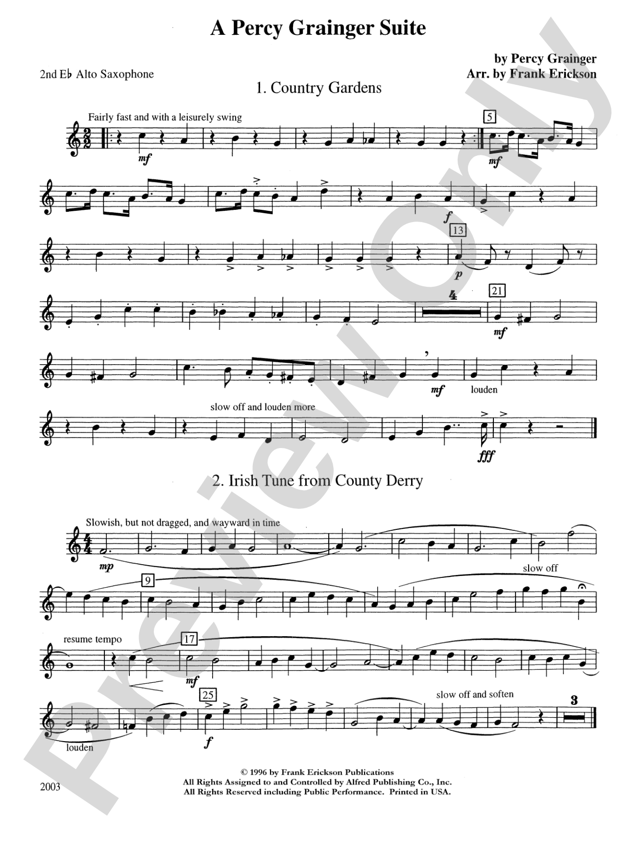 A Percy Grainger Suite: 2nd E-flat Alto Saxophone