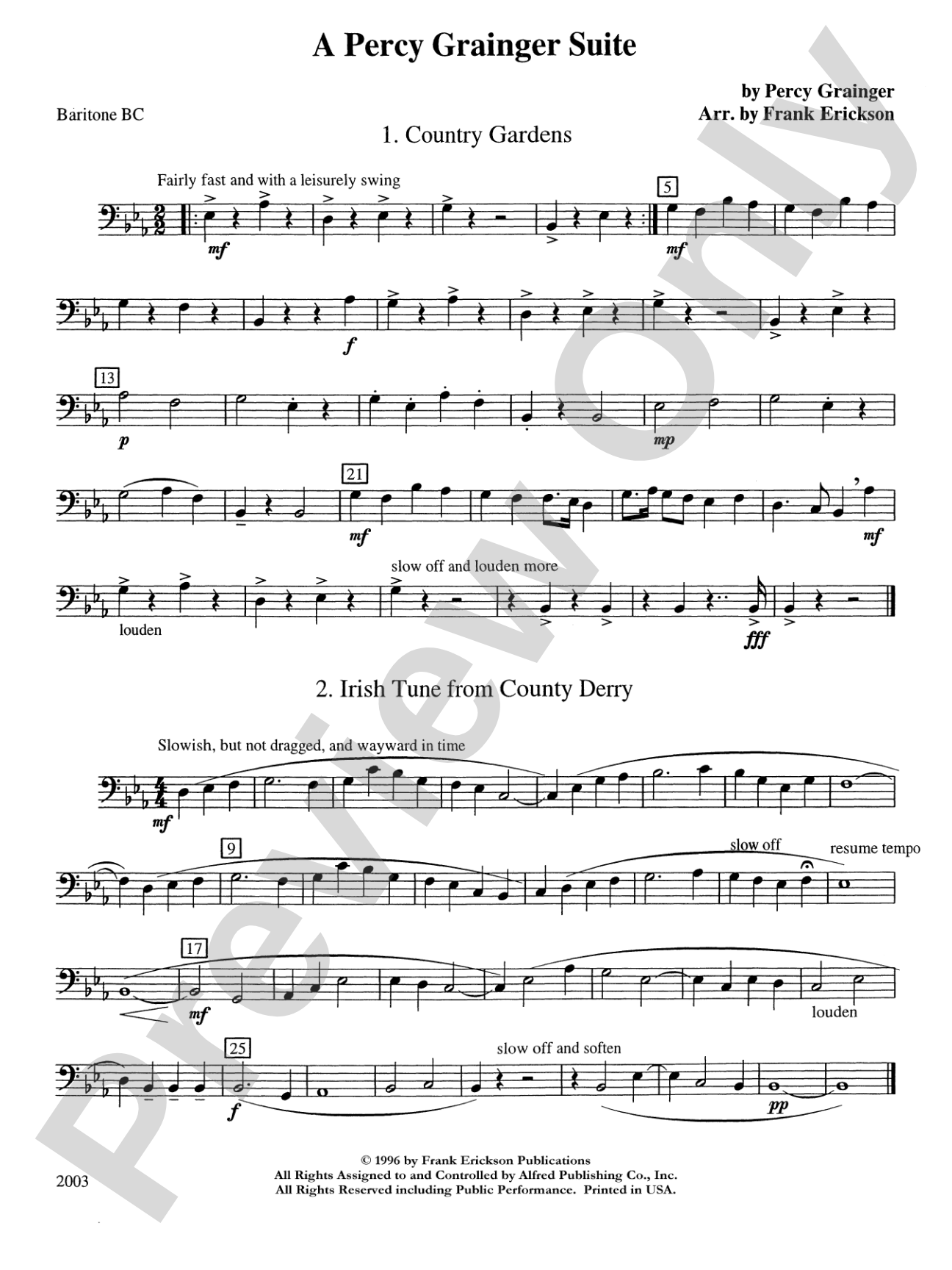 A Percy Grainger Suite: Baritone B.C.
