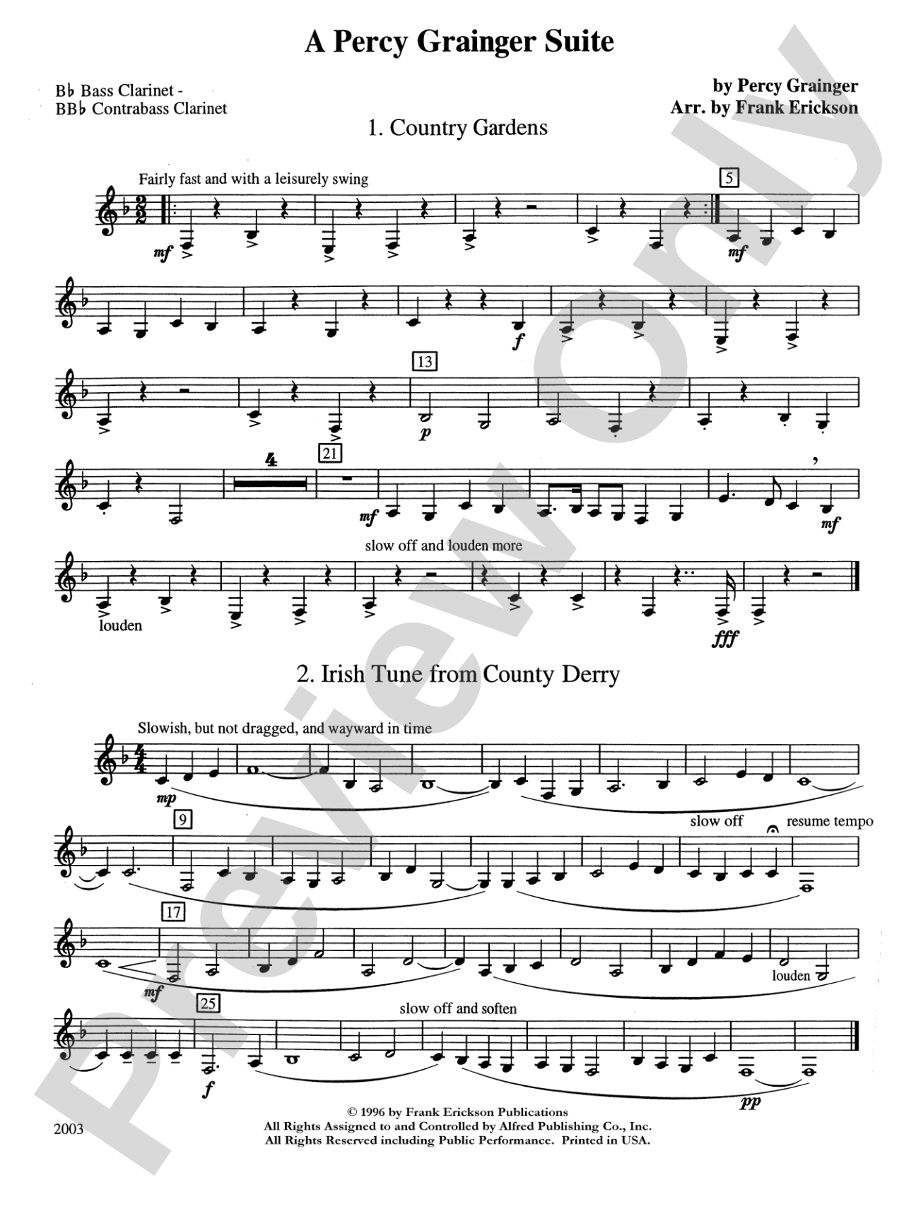A Percy Grainger Suite: B-flat Bass Clarinet