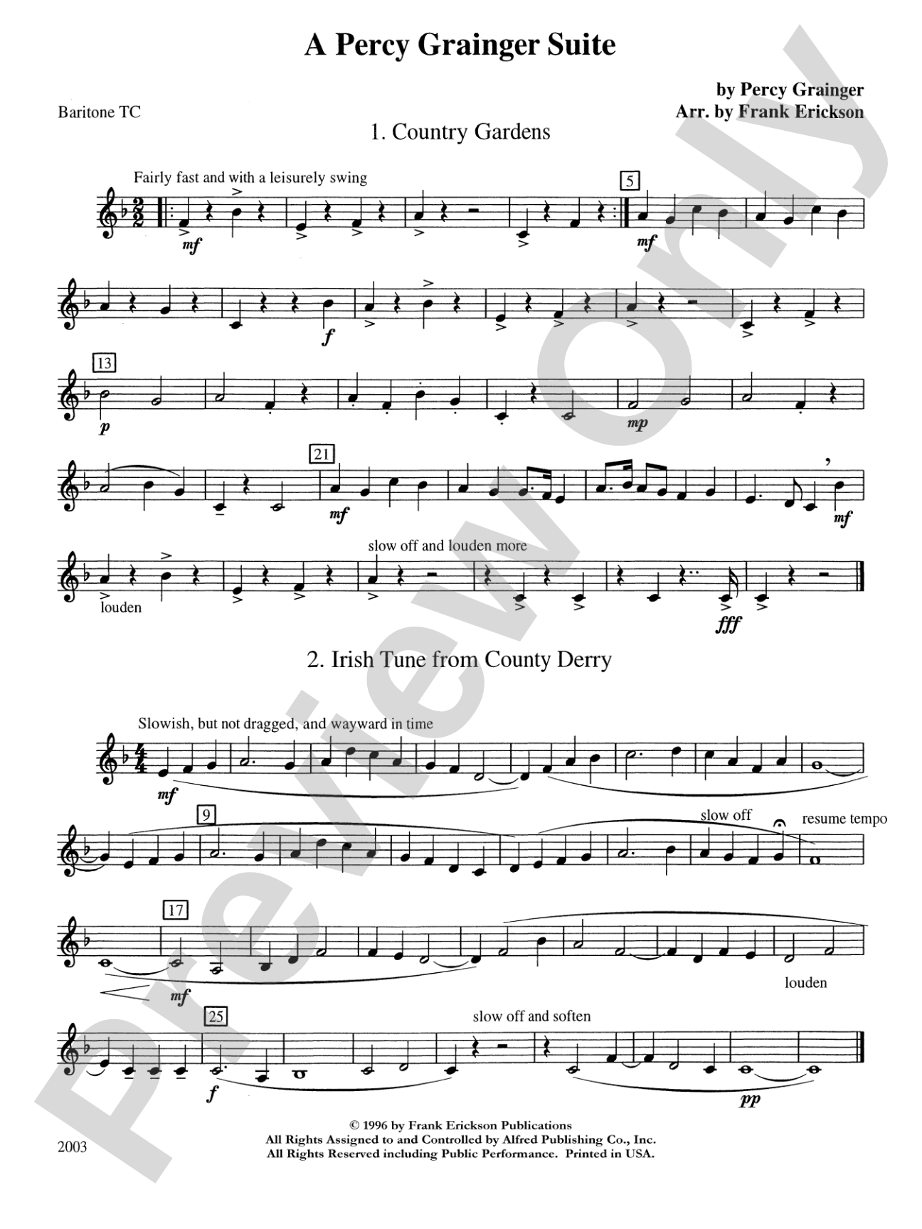 A Percy Grainger Suite: Baritone T.C.