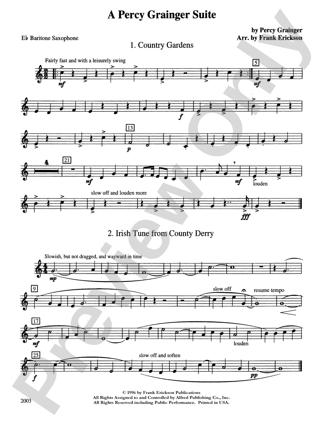 A Percy Grainger Suite: E-flat Baritone Saxophone