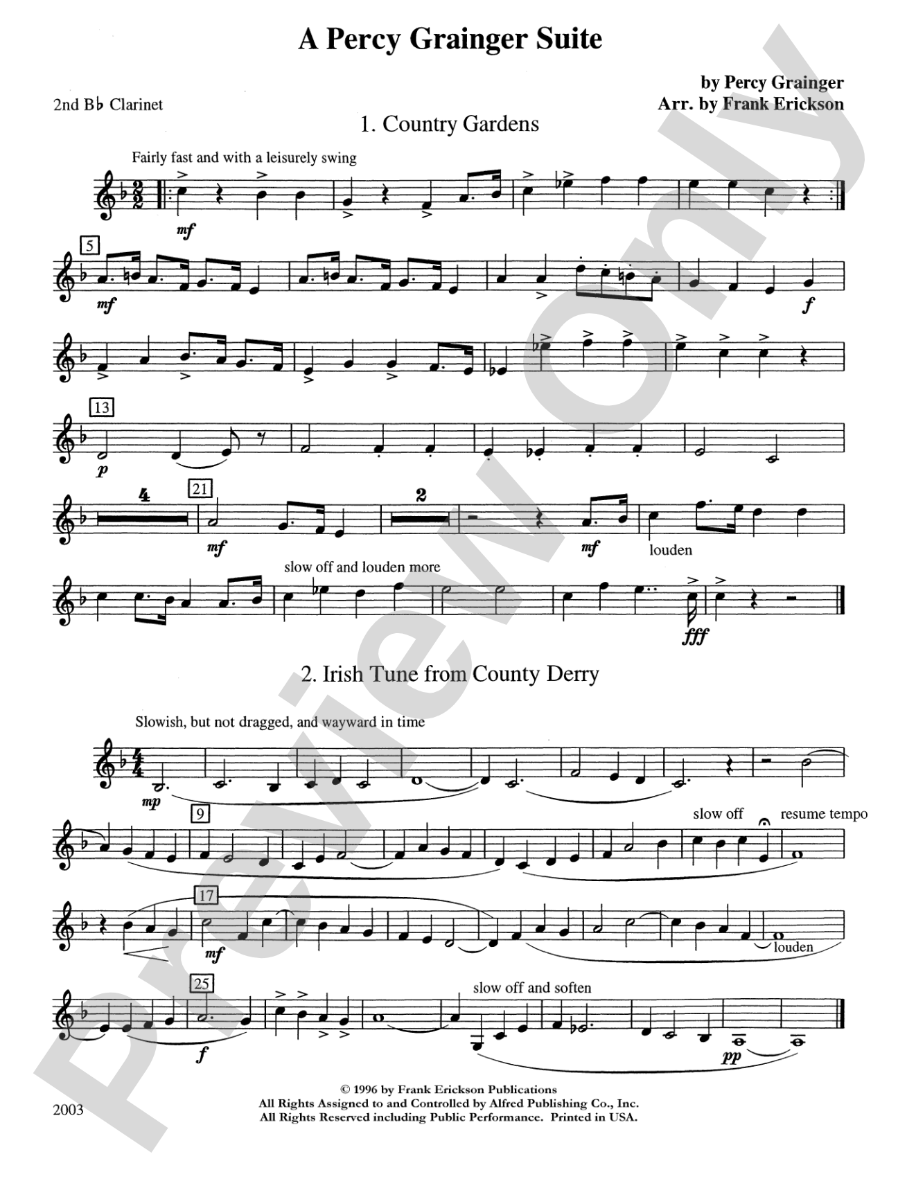A Percy Grainger Suite: 2nd B-flat Clarinet