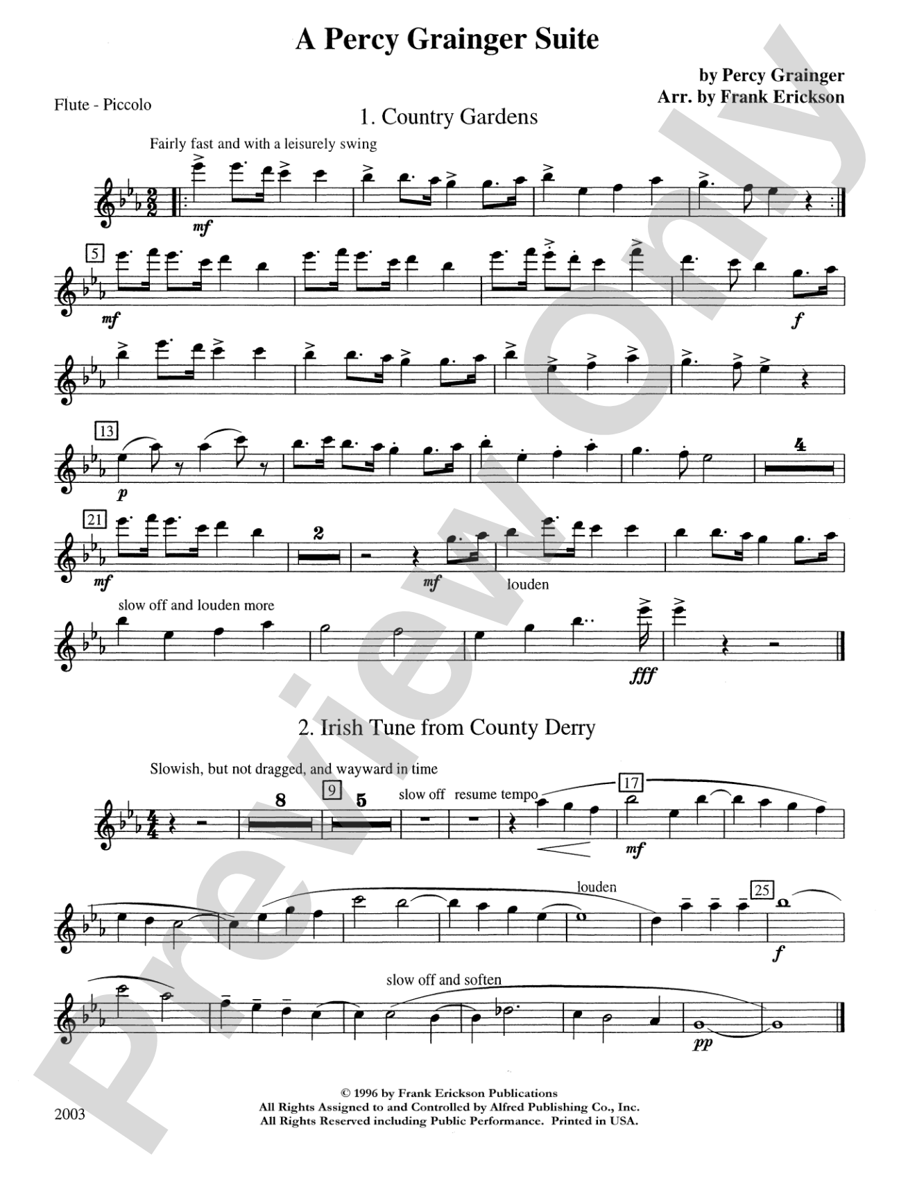 A Percy Grainger Suite: Flute